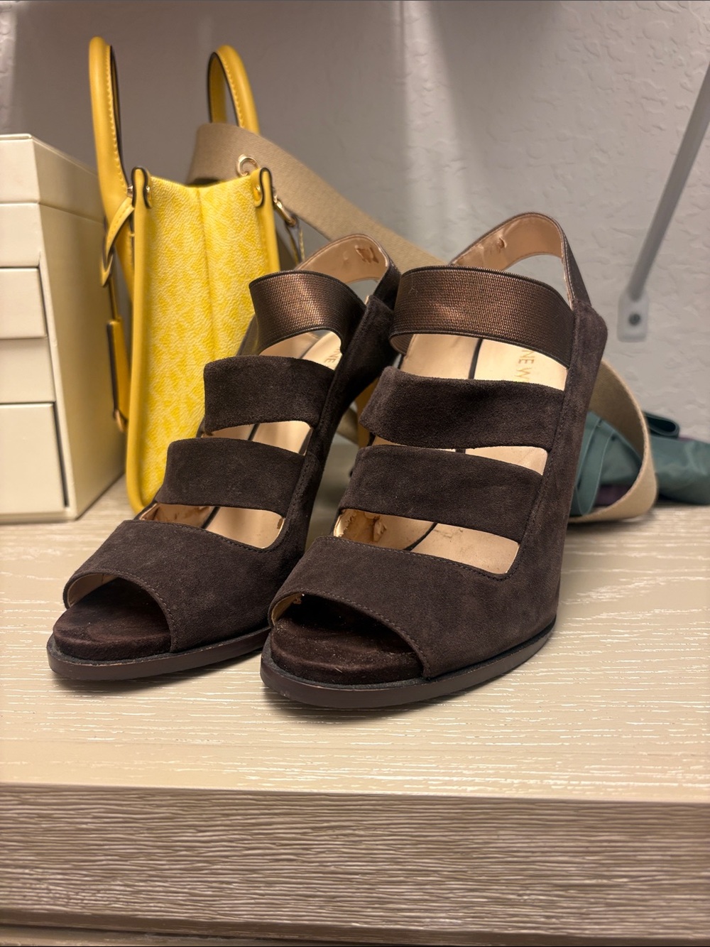 Women’s Suede Strappy Open-Toe Heels - Dark Brown